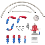 Universal Red Adjustable Fuel Pressure Regulator Kit Oil 0-100psi Gauge -6AN – Vaizdas 5