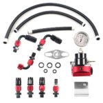 Universal Red Adjustable Fuel Pressure Regulator Kit Oil 0-100psi Gauge -6AN – Vaizdas 6