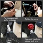 GSTP Car Silver Tone Gear Shift Knob Adapter Fit for Non Threaded Shifter - Billede 8