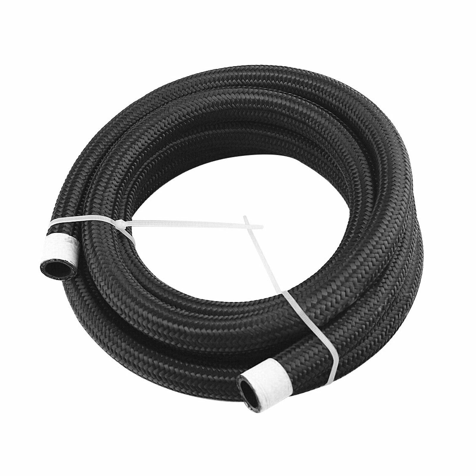s-l1600_1_50612708-7951-4ac1-a597-234b4934f341 Black Fuel Hose Oil Gas Line AN4-AN6-AN8-AN10-AN12 Nylon/Stainless Steel Braided - Сурет 1