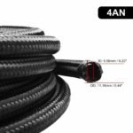 Black Fuel Hose Oil Gas Line AN4-AN6-AN8-AN10-AN12 Nylon/Stainless Steel Braided - Сурет 3