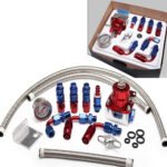 Universal Red Adjustable Fuel Pressure Regulator Kit Oil 0-100psi Gauge -6AN – Vaizdas 3