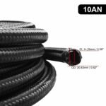 Black Fuel Hose Oil Gas Line AN4-AN6-AN8-AN10-AN12 Nylon/Stainless Steel Braided - Сурет 6