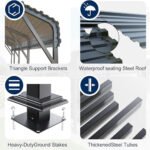 10x20ft Metal Carport Canopy with Galvanized Gable Roof - Image 4