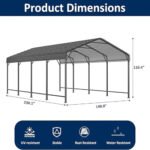 10x20ft Metal Carport Canopy with Galvanized Gable Roof - Image 5