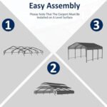 10x20ft Metal Carport Canopy with Galvanized Gable Roof - Image 6