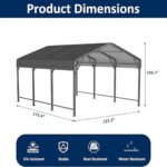10x20ft Metal Carport Canopy with Galvanized Gable Roof - Image 7