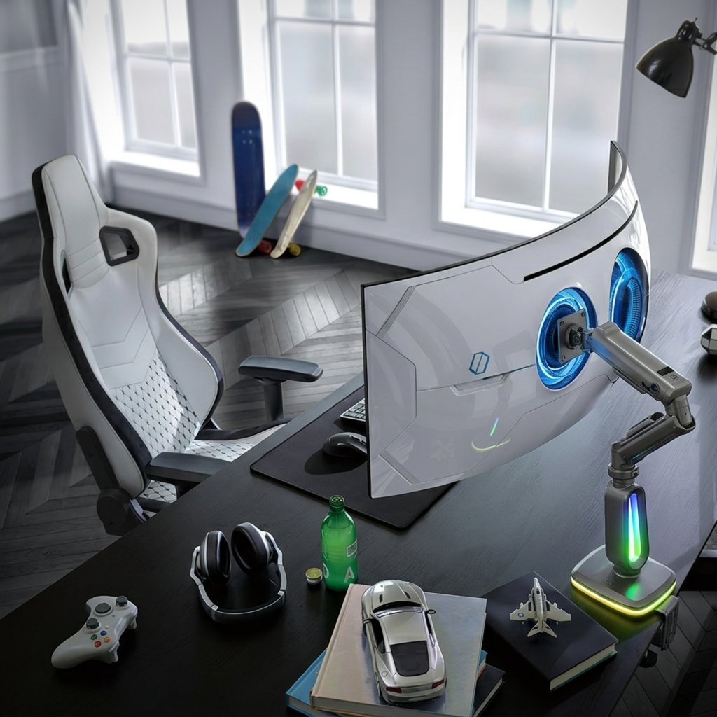 wmremove-transformed.png Lumen Gaming : 4K Screen Monitor + Articulated Arm Complete Setup - Billede 1